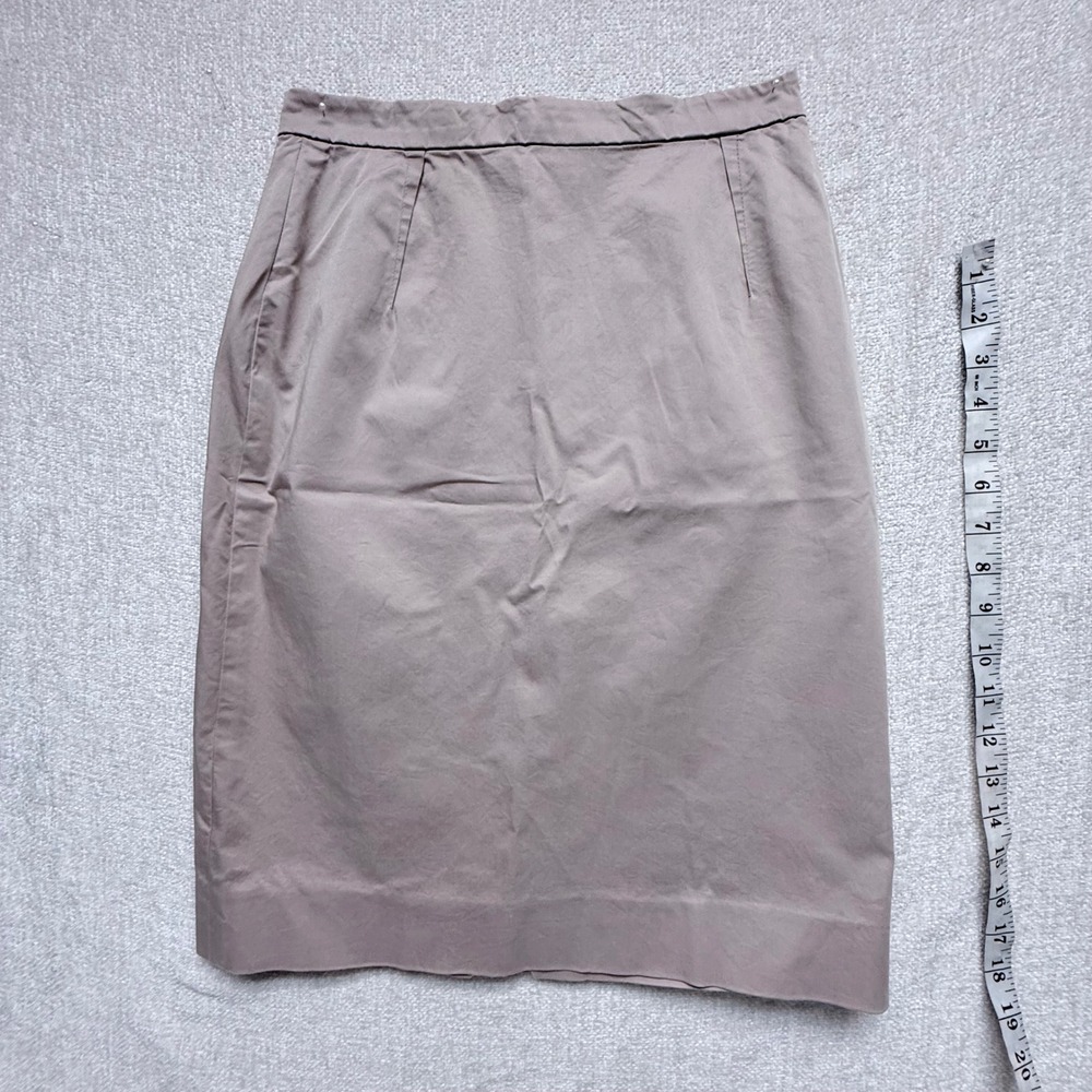 Valentino Made in Italy Taupe Cotton Pencil Skirt Back Zip Kick Pleat Slim Fit